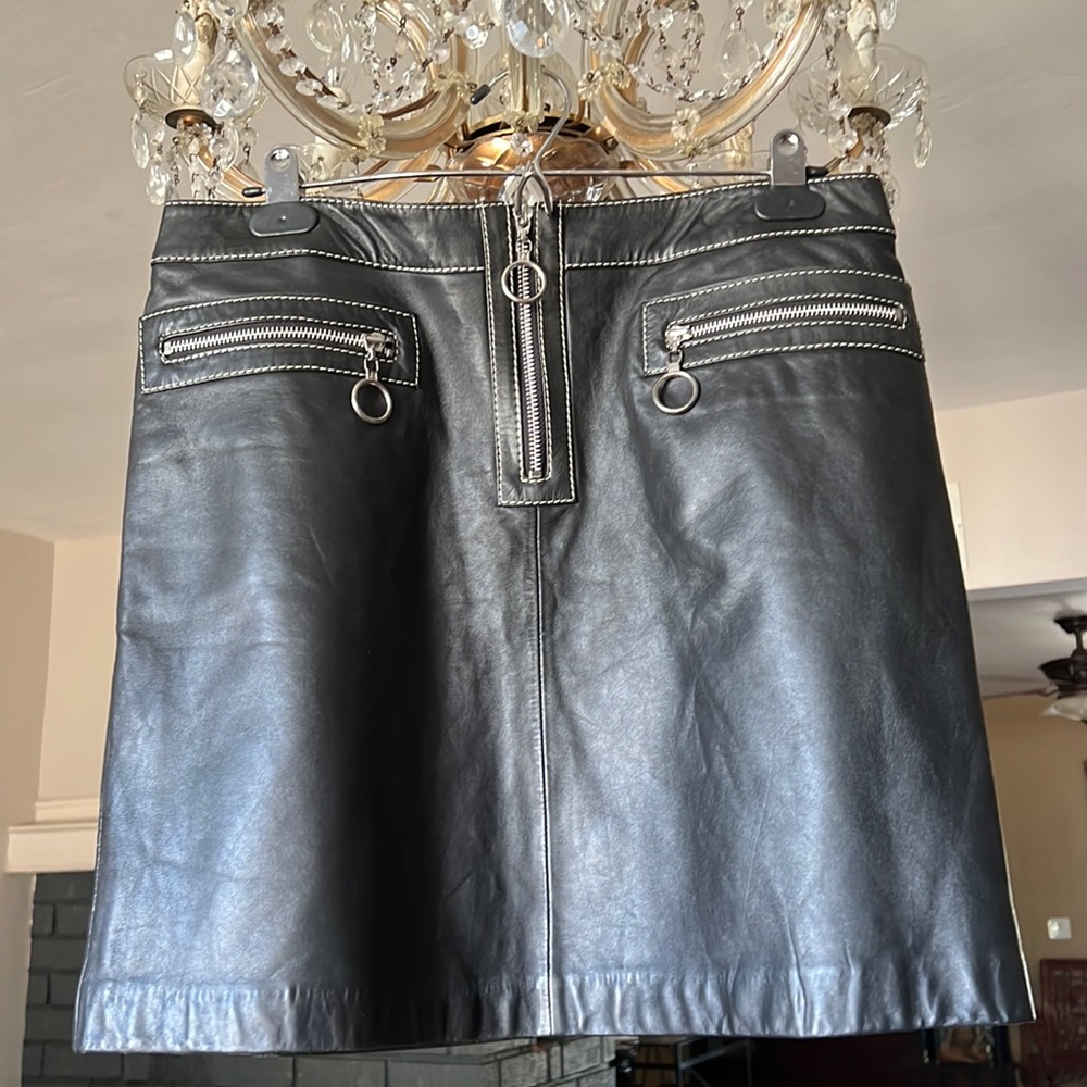 Michael Kors Black Leather Skirt